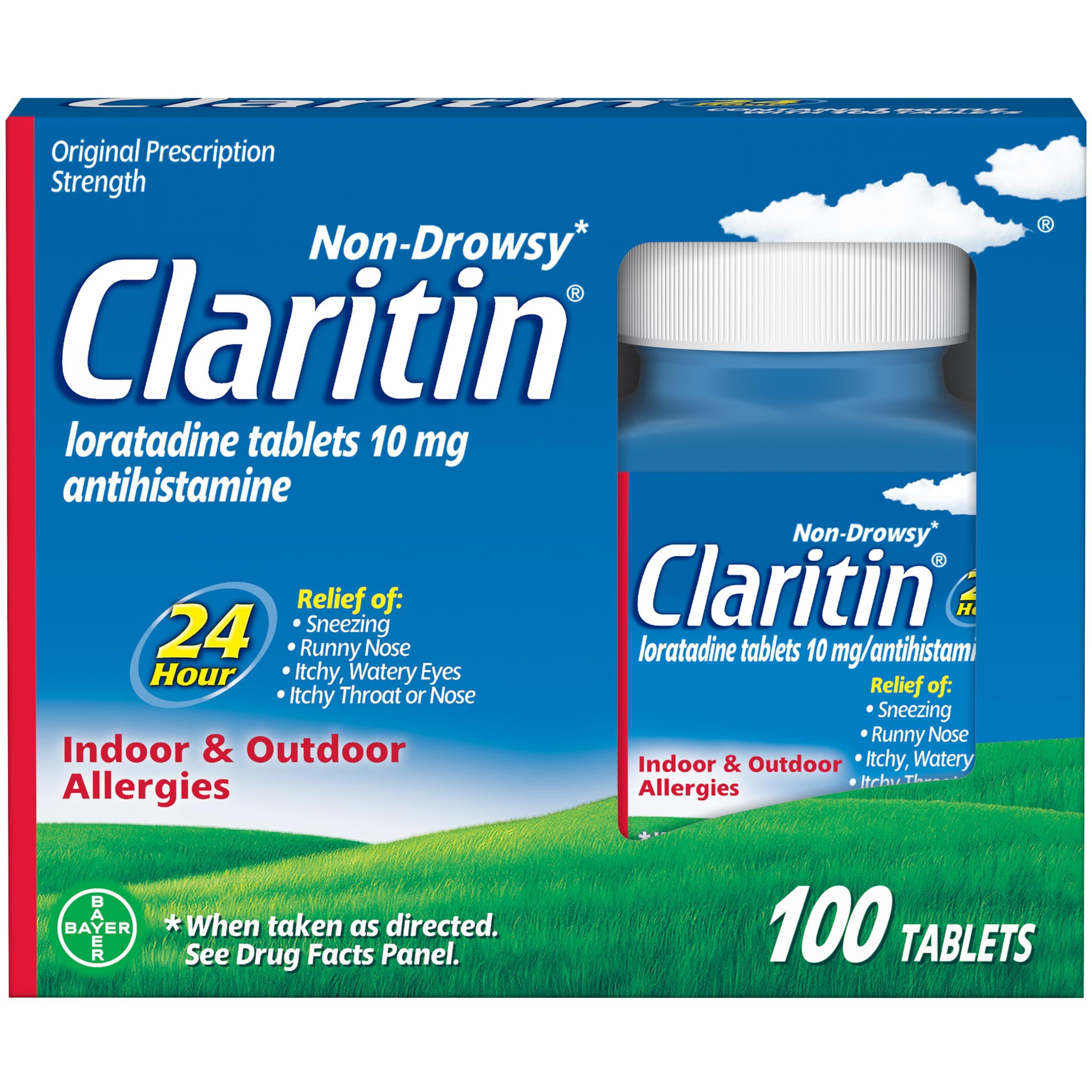Claritin Claritin Allergy Medicine for Adults, 24-Hour Non-Drowsy Loratadine 10mg Pills, Antihistamine, 100 Tablets