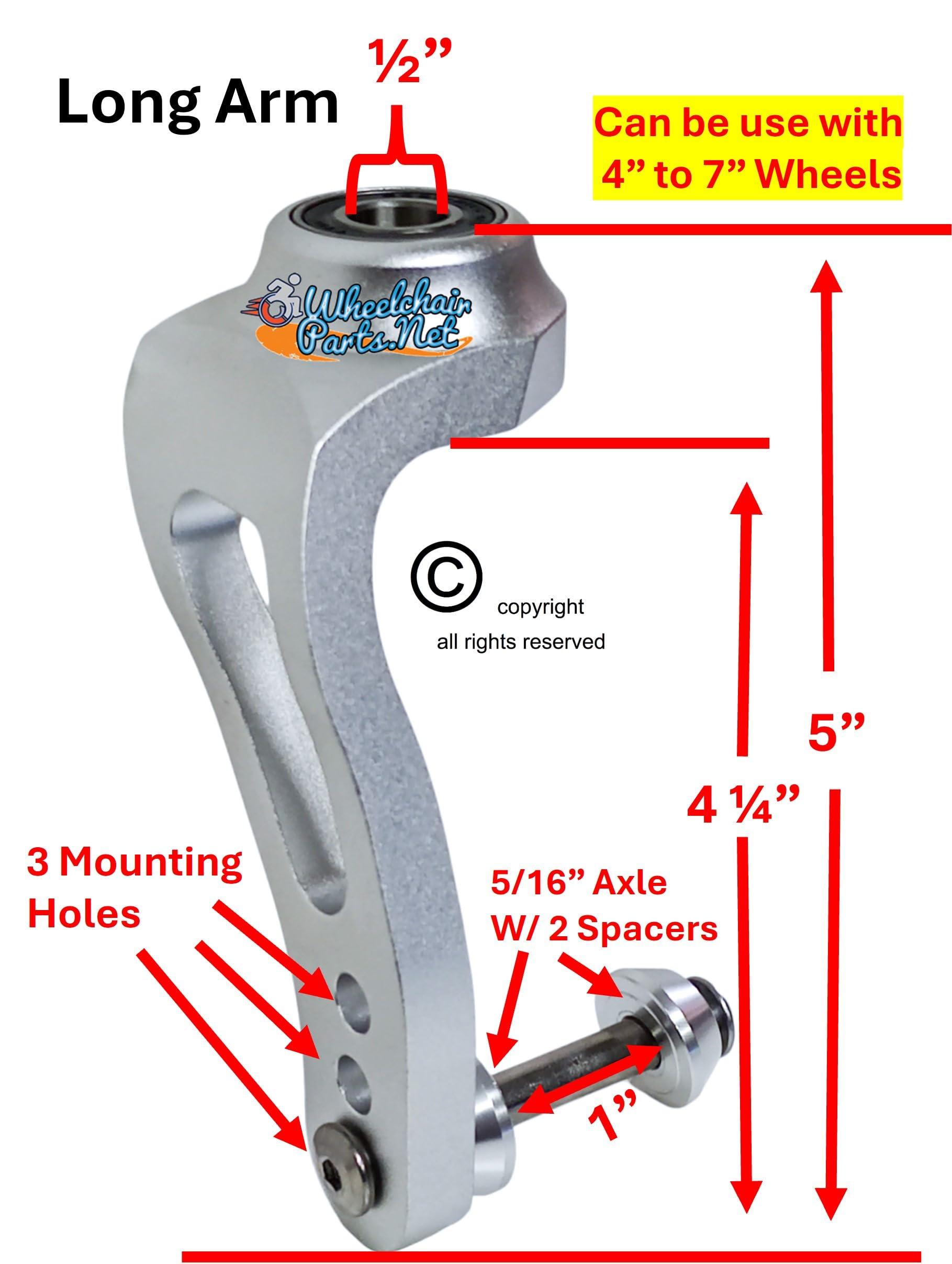 Wheelchairparts.net 6\" Single Sided Aluminum Caster Fork. FITS 3\", 4\", 5\" and 6\" Wheelchair Wheels (Silver Color)