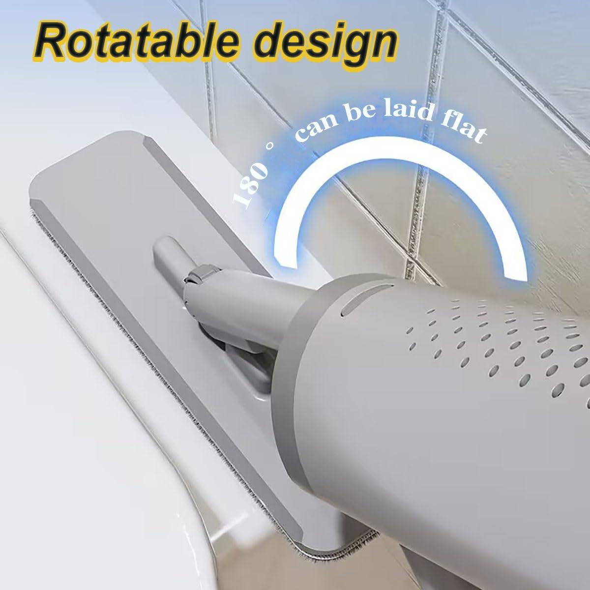 RIEONA Rotatable Self-Squeeze Mini Mop with Crevice Brush, Short Rotatable Hand Wash-Free Flat Squeeze Mop, Portable Self-Squeeze 3 in 1 Mini Mop Cleaning Tools for Desk, Floor ( Color : Gray )