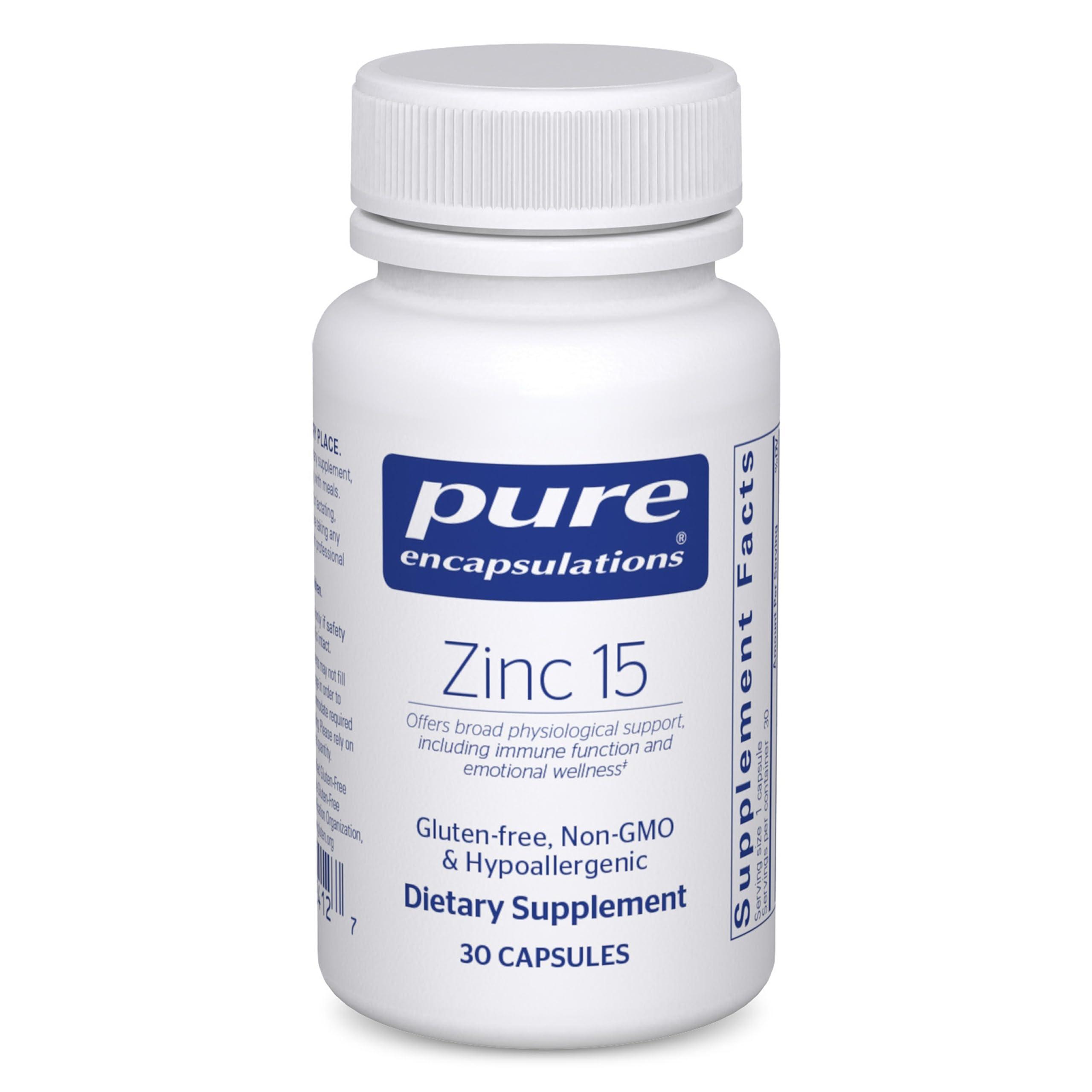 Pure Encapsulations Pure Encapsulations Zinc 15 mg - Zinc Picolinate Supplement for Immune System Support, Growth & Development - for Wound Healing - 30 Capsules