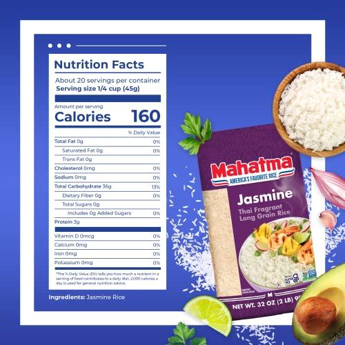 Mahatma Mahatma Jasmine Rice, 32-Ounce Bag of Rice, Thai, Indian, or Cambodian Fragrant Flavored Rice, Stovetop or Microwave Rice