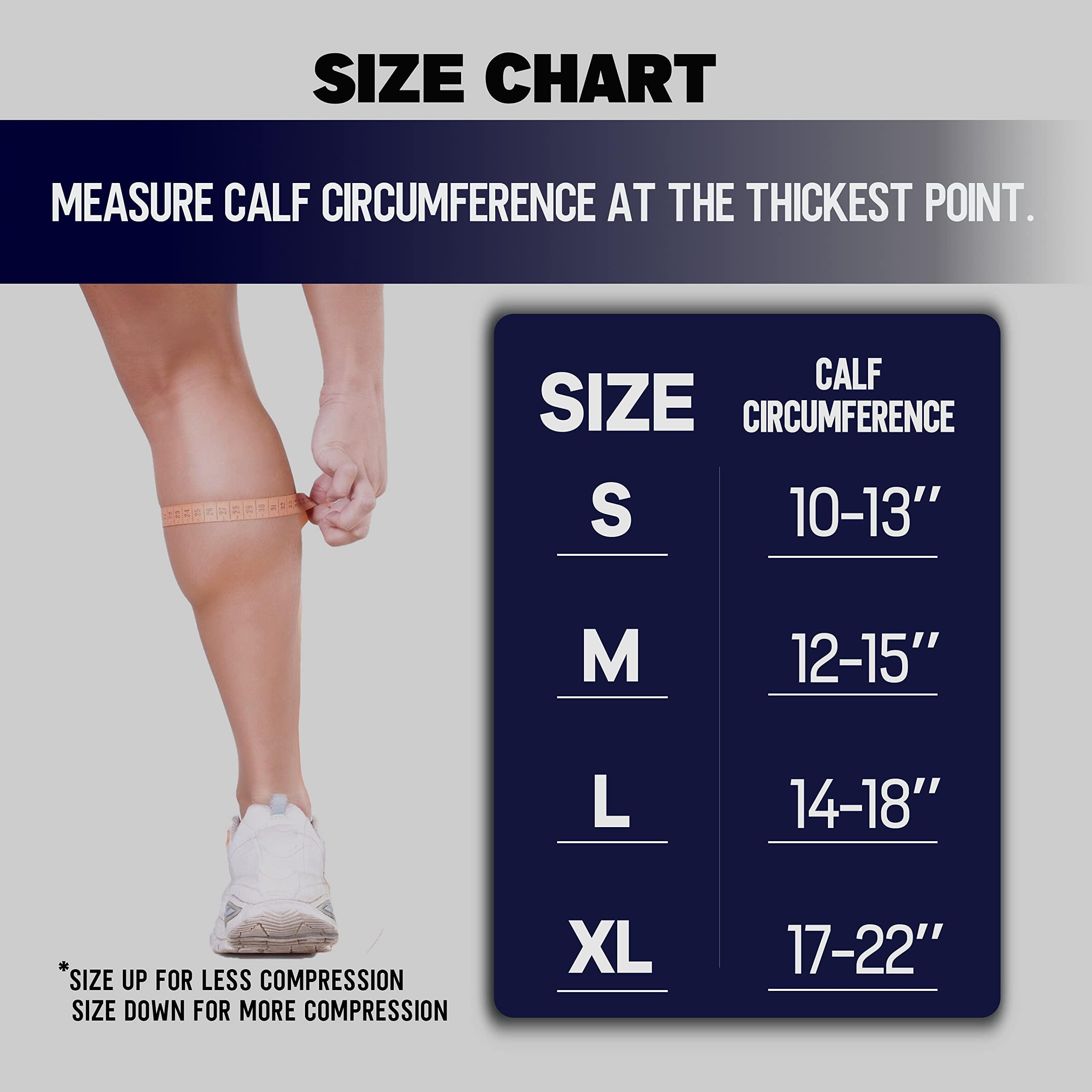 Thoxcare Thoxcare Calf Compression Sleeve for Men Women (1 Pair), Leg Support Footless Compression Socks for Running - Shin Splint Varicose Veins Swelling & Pain Relief, Black/Gray, Large