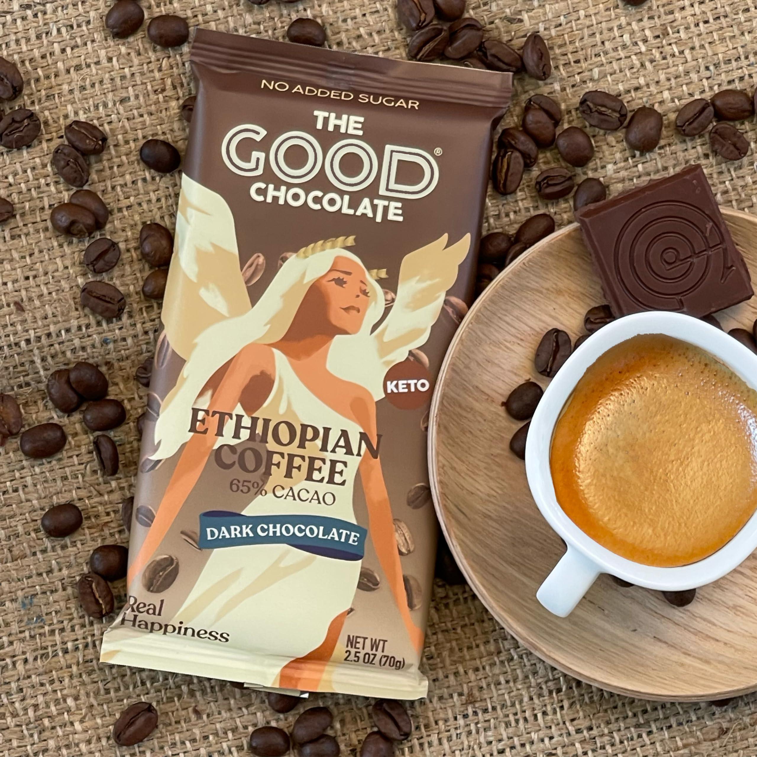 The Good Chocolate THE GOOD CHOCOLATE - Keto Dark Chocolate Coffee Bars with Zero Sugar & Lower Net Carb - Dark Chocolate Bar that Offers Lower Calorie Chocolate Candy - Keto Snack Low Carb All Natural Non-GMO (6 Bars)