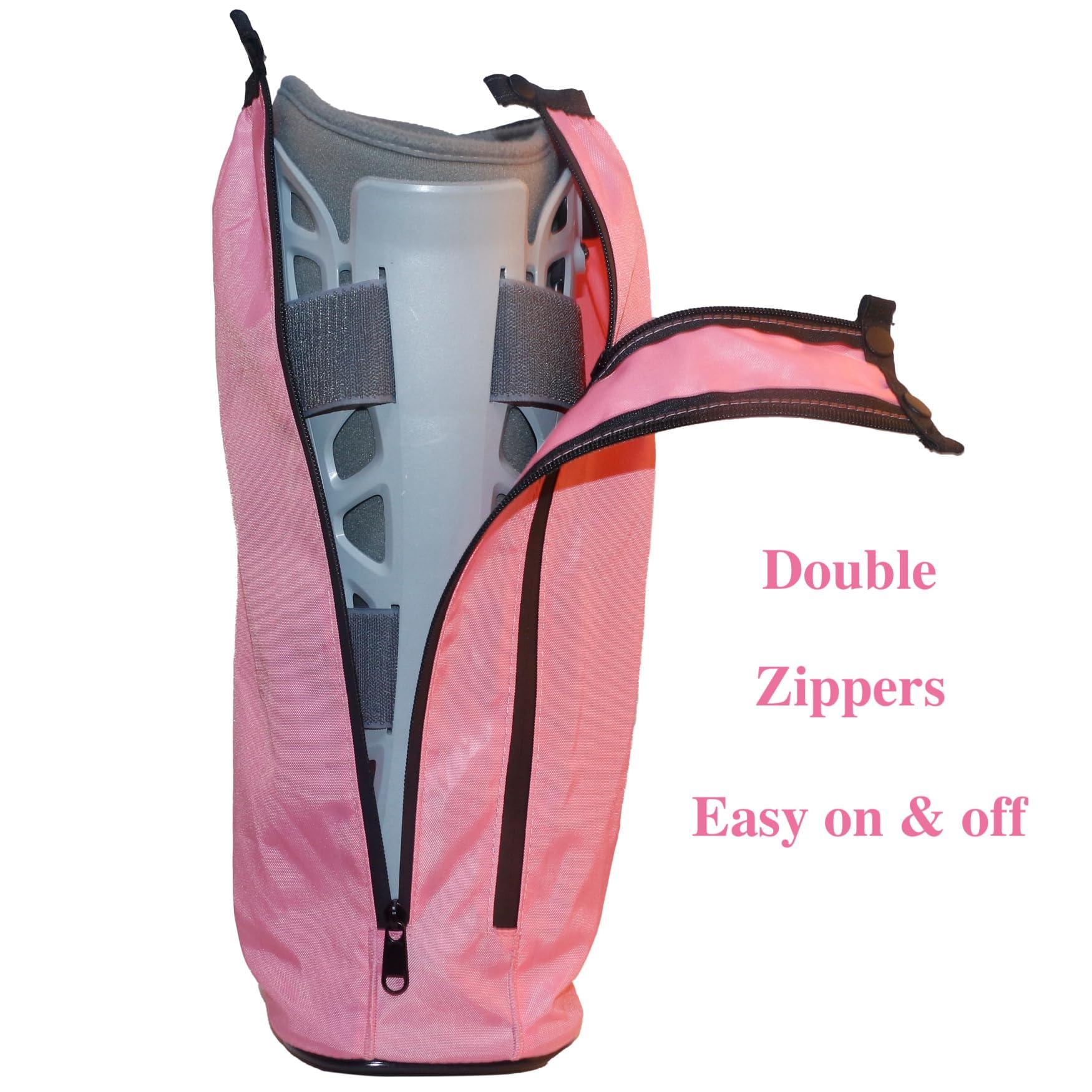 ARUNNERS ARUNNERS Walking Boot Cover for Medical Brace Orthopedic Fracture Cast with Integrative Slip-Resistant Rubber Sole (Pink, Tall, Large)