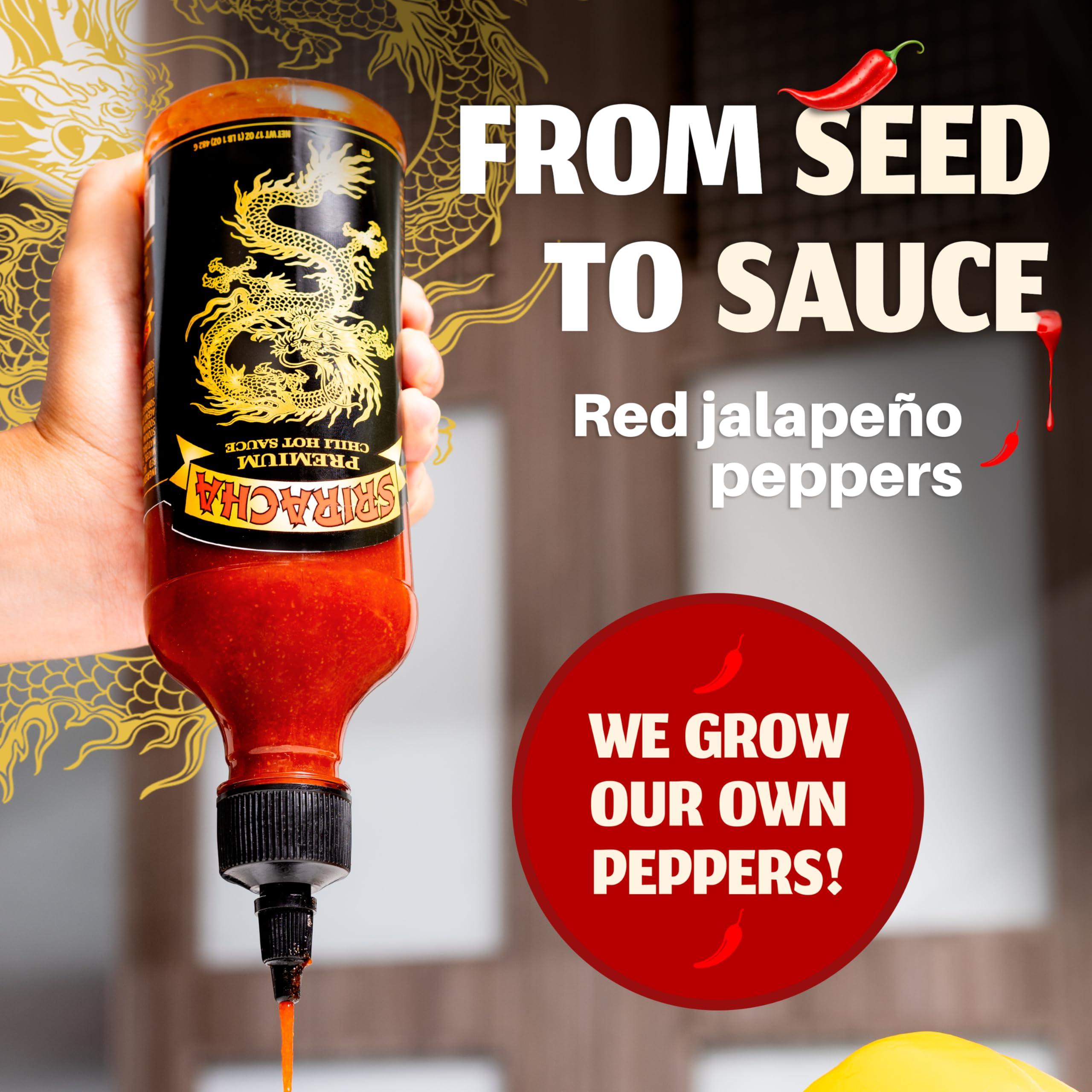 Underwood Ranches Underwood Ranches Limited Edition Dragon Sriracha Sauce - Hot Sauce, Perfect for Spicing Up Any Dish! - Made from Red Jalapeno Peppers That Started the Sriracha Movement, 17 oz - 3 Pack