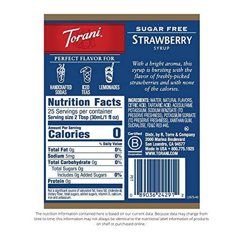 Torani Torani Sugar Free Syrup, Strawberry, 25.4 Fl Oz, (Pack of 4)