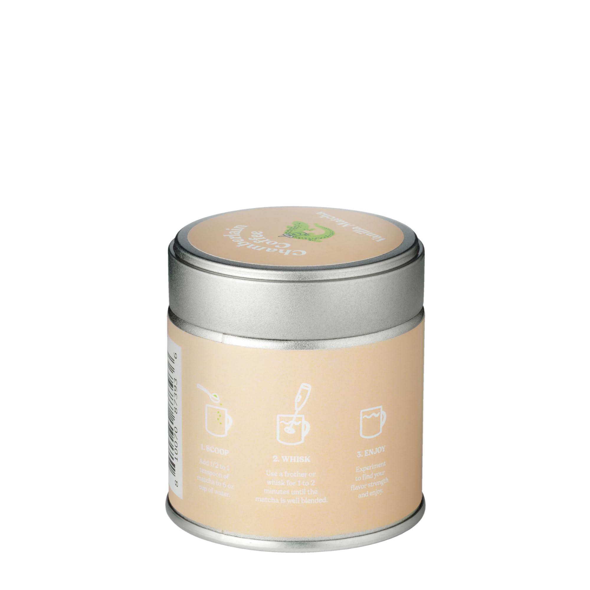 Chamberlain Coffee Chamberlain Coffee Vanilla Matcha Green Tea Powder - Madagascar Vanilla + Ceremonial Grade Matcha - Hot or Iced - Organic, Vegan & Gluten-Free Matcha Powder - 1.06 oz