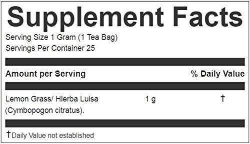 HANAN PERUVIAN SECRETS Hanan Peruvian Secrets Hierba Luisa Te Limon | 100% Natural Lemon Grass | 25 Tea Bags | Naturally Aids in Relieving Occasional Stress, Tension | Promotes Healthy Sleep and Digestion