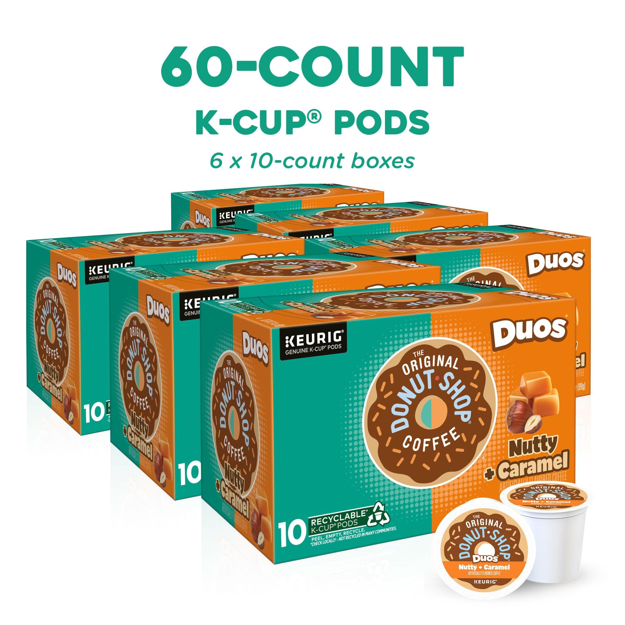 The Original Donut Shop The Original Donut Shop Duos Nutty + Caramel Coffee, Keurig Single Serve K-Cup Pods, Light Roast Coffee, 60 Count, (6 Packs of 10)