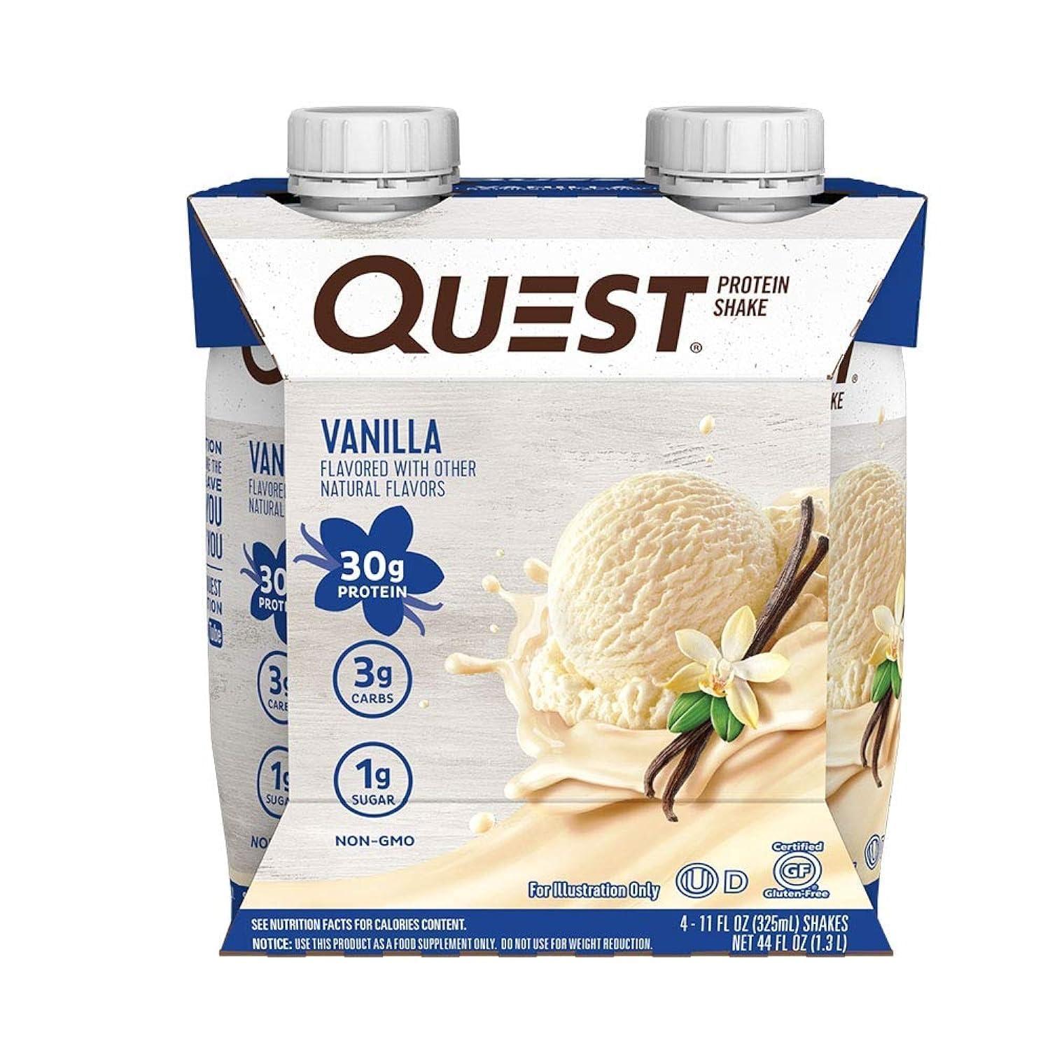 Quest Nutrition Quest Nutrition Protein Shake, Vanilla, High Protein, Low Carb, Gluten Free, Keto Friendly, 11 Fl. Oz, 4 Count