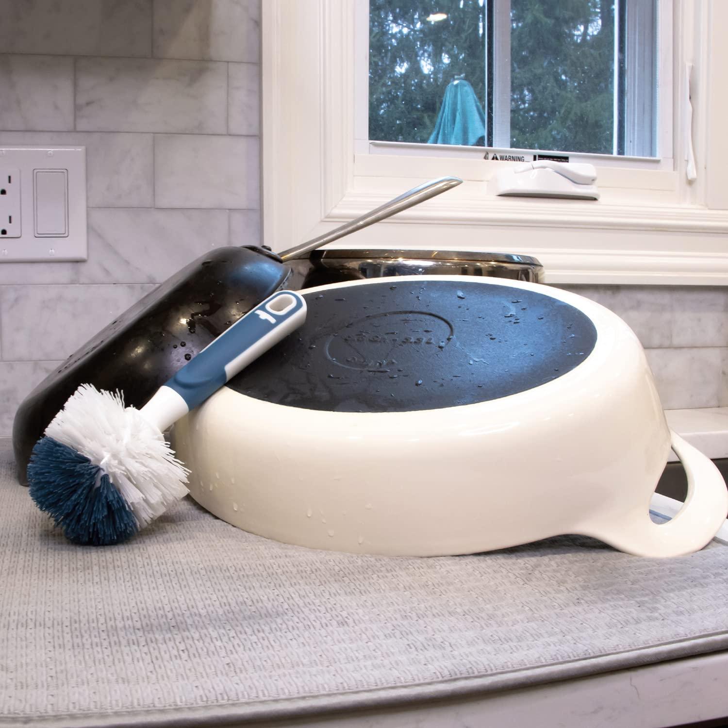 Unger Unger Sink & Dish Scrub Brush Kitchen Scrub Brush, Dish Washing Scrubber, Small Cleaning Brush, Kitchen Cleaning Supplies, Non-Scratch Bristles, Glassware, Pots, Pans, Tumblers, Drains & Disposals