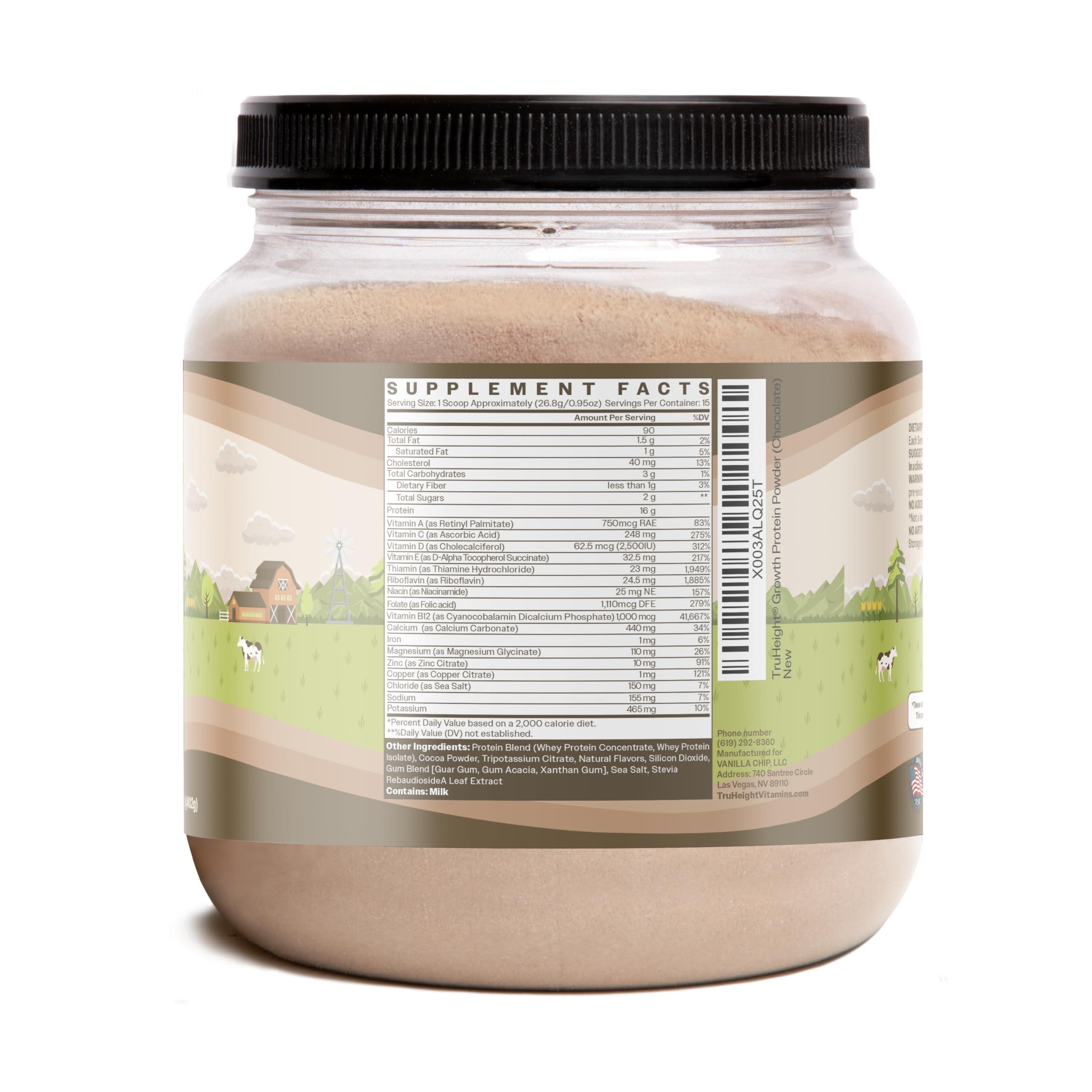 TruHeight TruHeight Growth Protein Shake (Chocolate Milk Flavor, Whey) Natural Growth & Development Protein Powder for Kids & Teens - Endorsed by Pediatricians - Vitamins & Minerals for Picky Eaters - Ages 5+