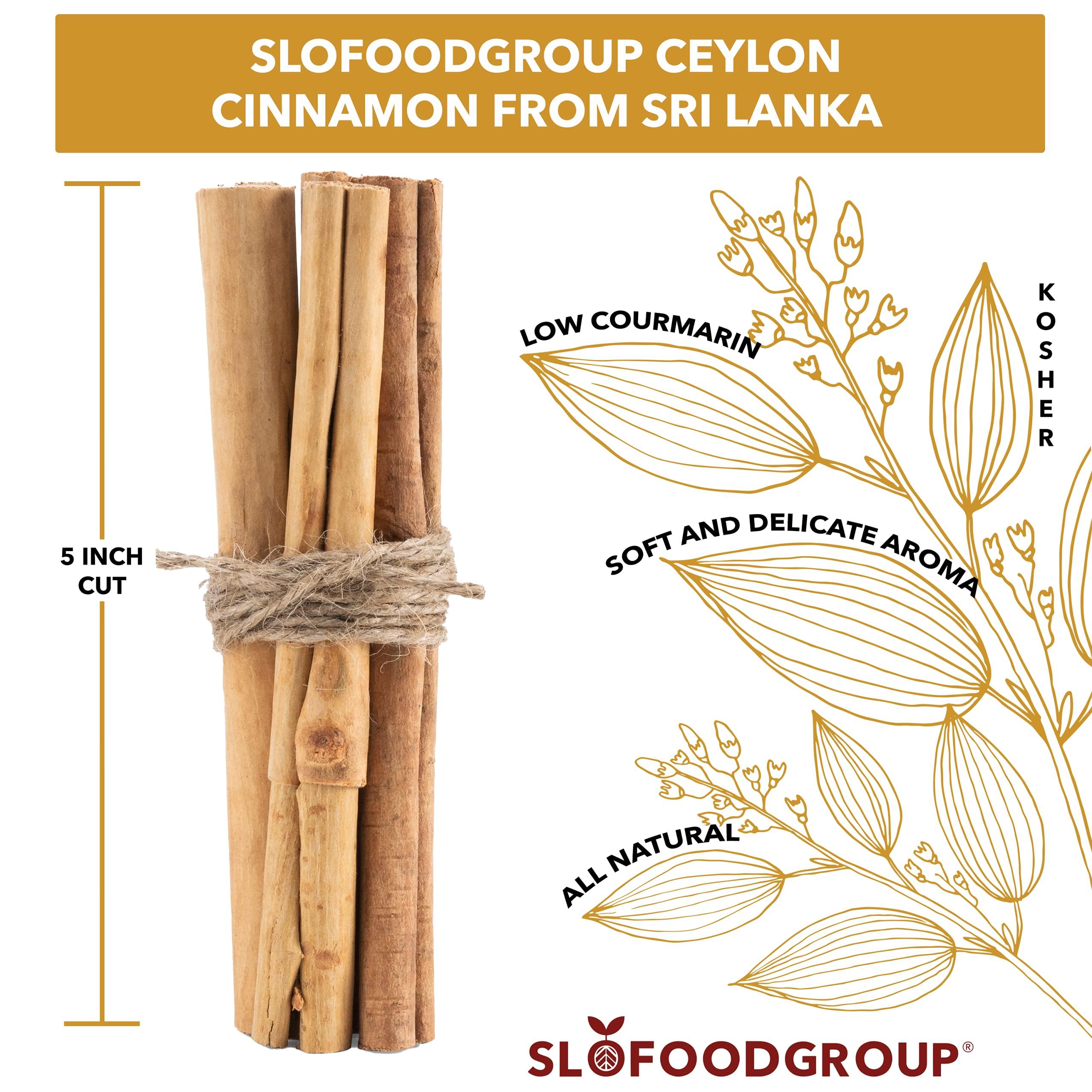 Slofoodgroup Slofoodgroup Ceylon Cinnamon Sticks - Pure Ceylon Cinnamon Quills 5 Inch Cut Cinnamon Spice from Sri Lanka, True Cinnamon - Cinnamomum Verum, 1 OZ.