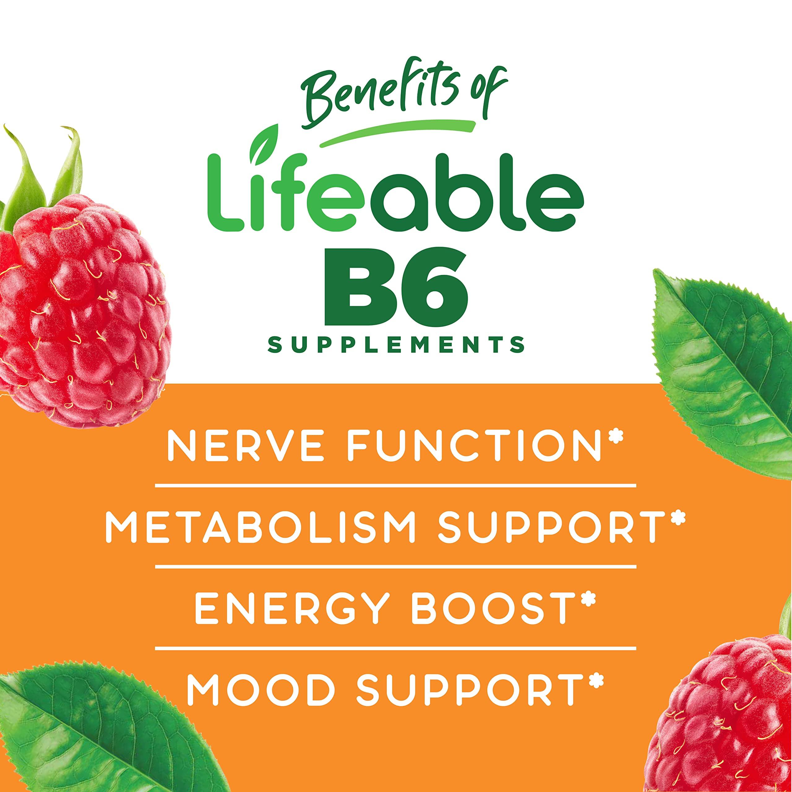 Lifeable Lifeable Vitamin B6 Gummies | 100mg | Great Tasting VIT B6 Supplement | Vegan B6 Vitamins for Nerve Support Supplement | Vitamin B 6 for Adults, Men, Women | 60 Gummies
