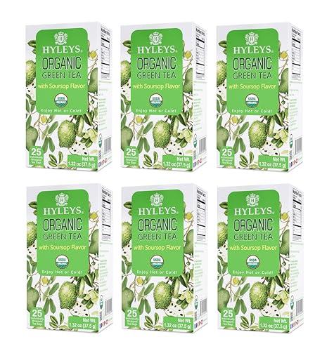 HYLEYS Hyleys Organic Green Tea Soursop Flavor - 25 Tea Bags - (6 Pack - 150 Tea Bags Total) - Graviola Guanabana Tea