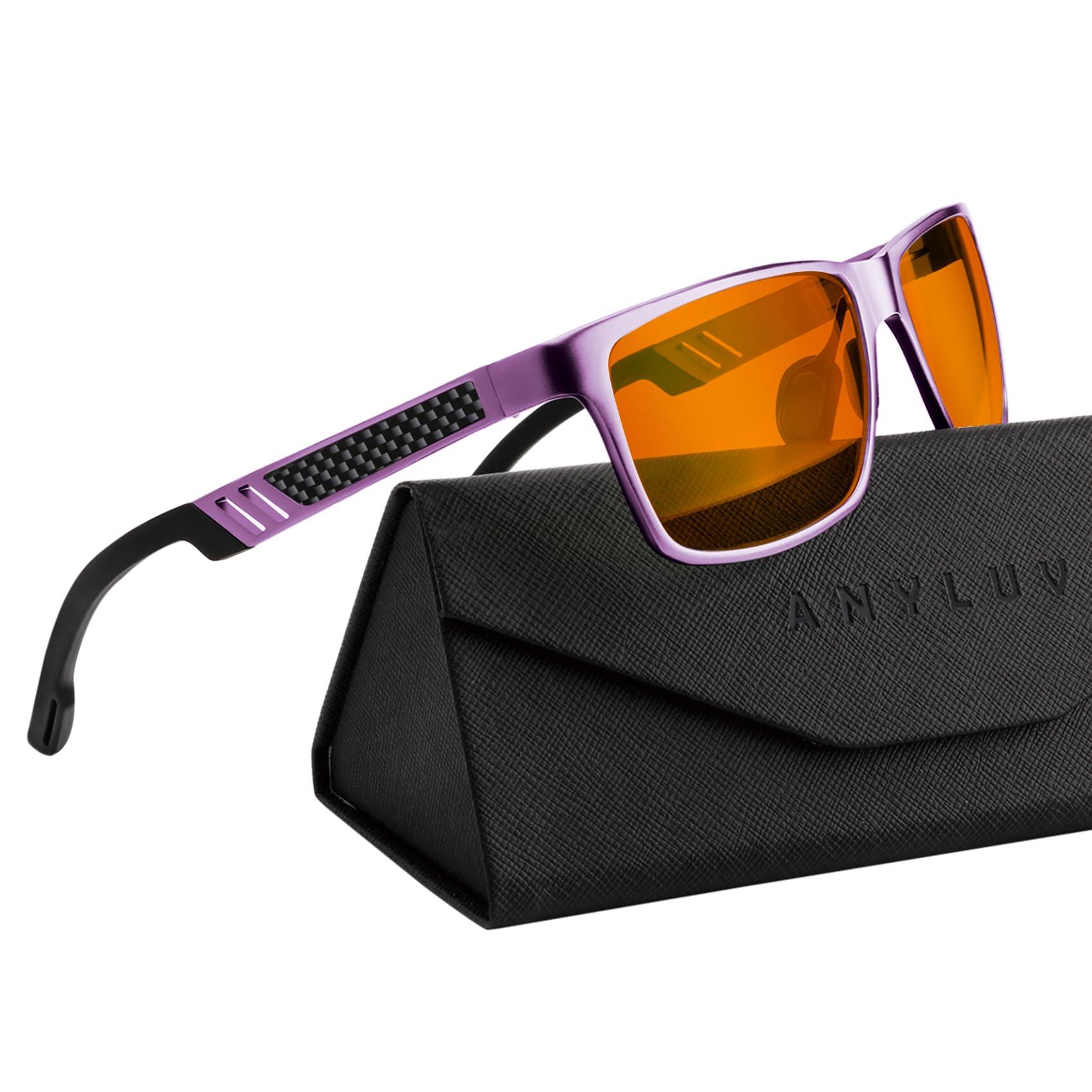 ANYLUV ANYLUV Gaming Glasses for Men Anti Blue Light Computer Glasses Rectangle Al-Mg Metal Frame UV400 Mens Blue Light Screen Blocker