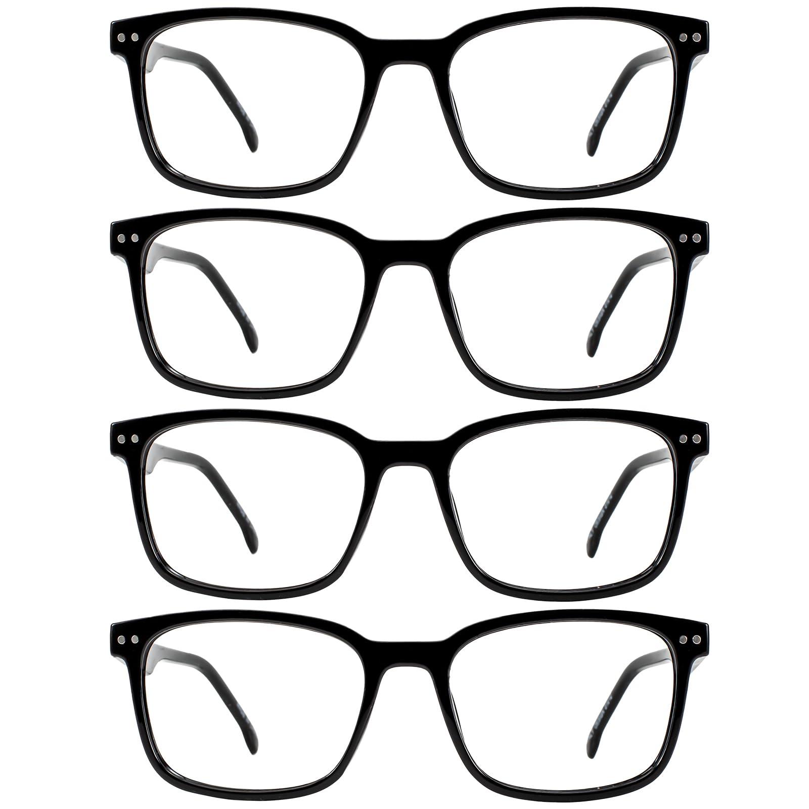 WEMOOTANTS WEMOOTANTS 4 Packs Black Reading Glasses 1.5 for Women Square Large Readers 1.00 1.25 1.50 1.75 2.00 2.25 2.50 2.75 3.00 3.50 4.00