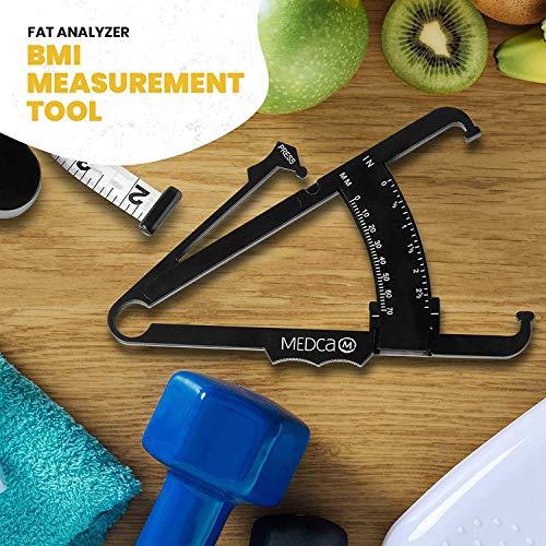 MEDca Skinfold Body Fat Caliper - Skin Fold Body Fat Analyzer and Handheld BMI Measurement Tool Skinfold Caliper Device Measures Body Fat for Men and Women by MEDca - (Pack of 2, Black)
