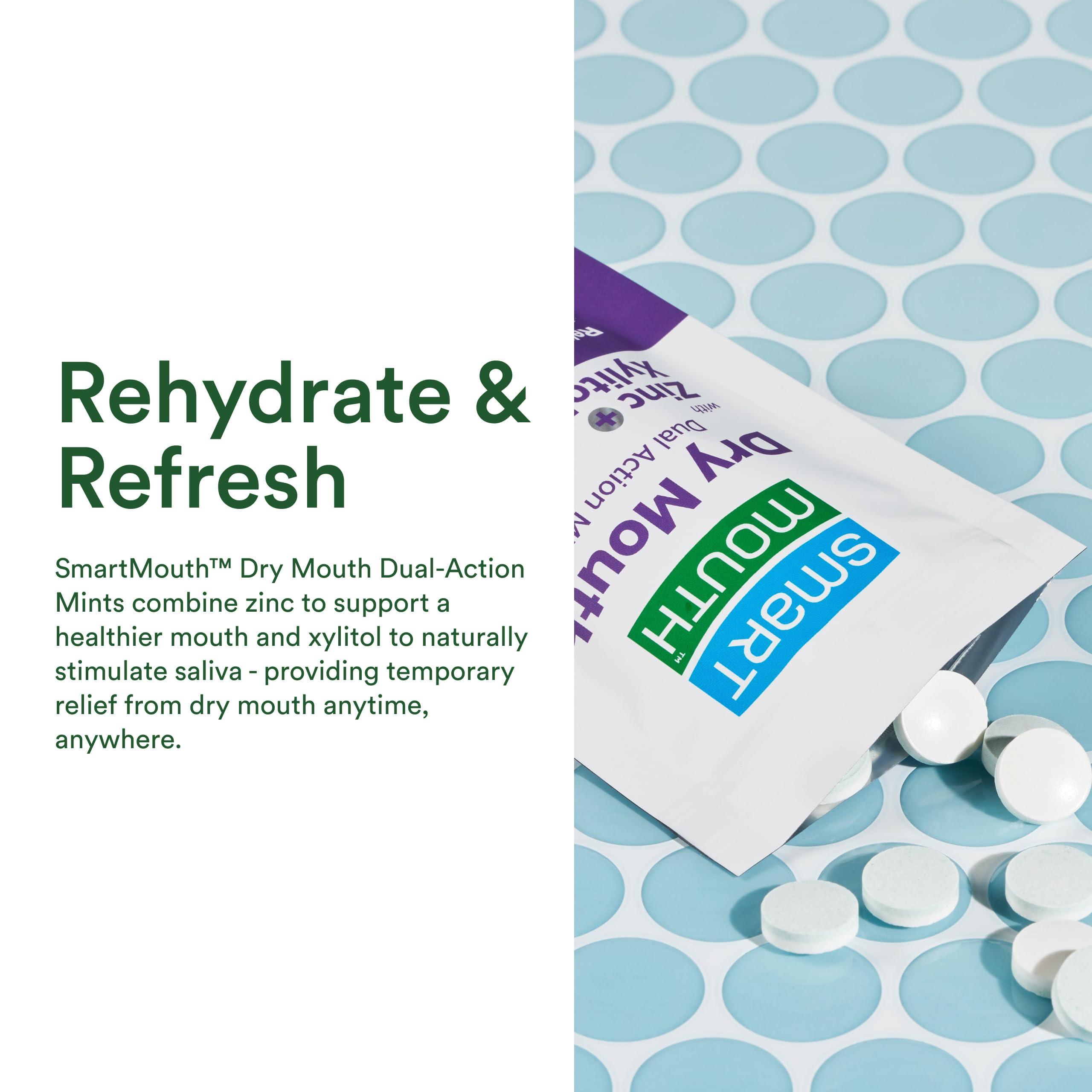 SmartMouth SmartMouth Dry Mouth Dual-Action Mints - Sugar-Free Breath Mints - 50 Count, 3 Pack, Mellow Mint