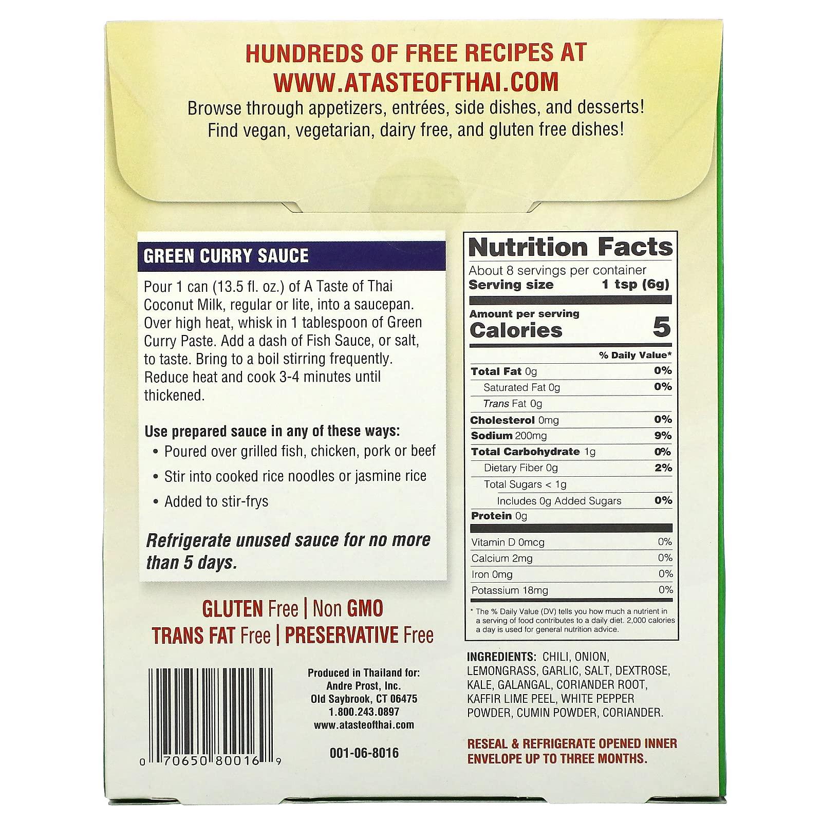 A Taste of Thai Taste Of Thai, Paste, Green Curry, 12/1.75 Oz