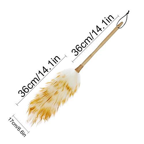 QTBH Dusting Brush Feather Duster Anti-static Cleaning Tools Suitable for Home Hotel Bed Office Car Soft Clothes Dust Collector with Long Wooden Handle Duster
