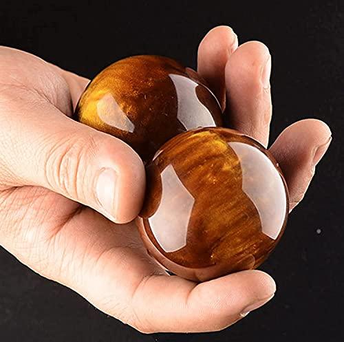 ZHANGDONG ZHANGDONG Baoding Balls Chinese Exercise Balls Stress Balls for Adults 2 Inch Chinese Health Exercise Massage Balls, Massage Natural Stone Health Ball Box for Hand Therapy, Exercise(Color:Beeswax)
