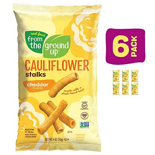 REAL FOOD FROM THE GROUND UP Real Food From The Ground Cauliflower Stalks - 6 Count, 4oz Bags (Cheddar)