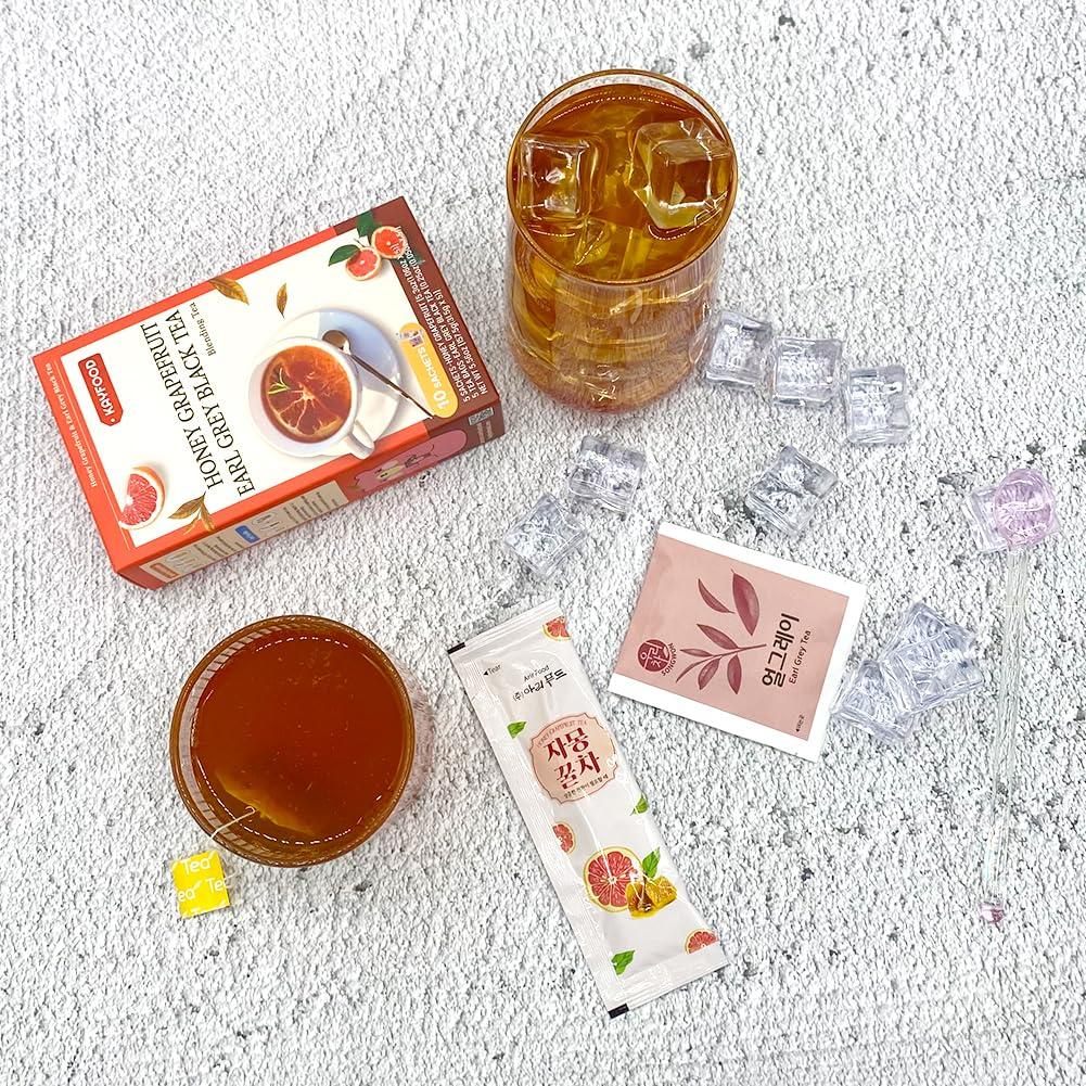 KAYFOOD KAYFOOD Garden Honey Grapefruit Tea Powdered & Earl Grey Black Tea Bag Mix 10 Sticks (5.56oz), (Honey Grapefruit 5 Sticks & Early Grey Black 5 Teabags)