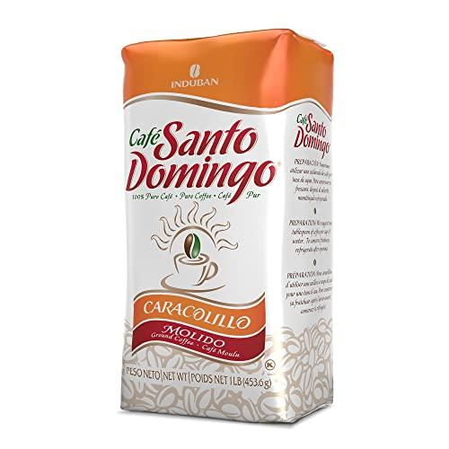 Café Santo Domingo INDUBAN Café Santo Domingo Caracolillo, 16 oz Bag, Ground Peaberry Coffee, Medium Roast - Product from the Dominican Republic (Pack of 1)