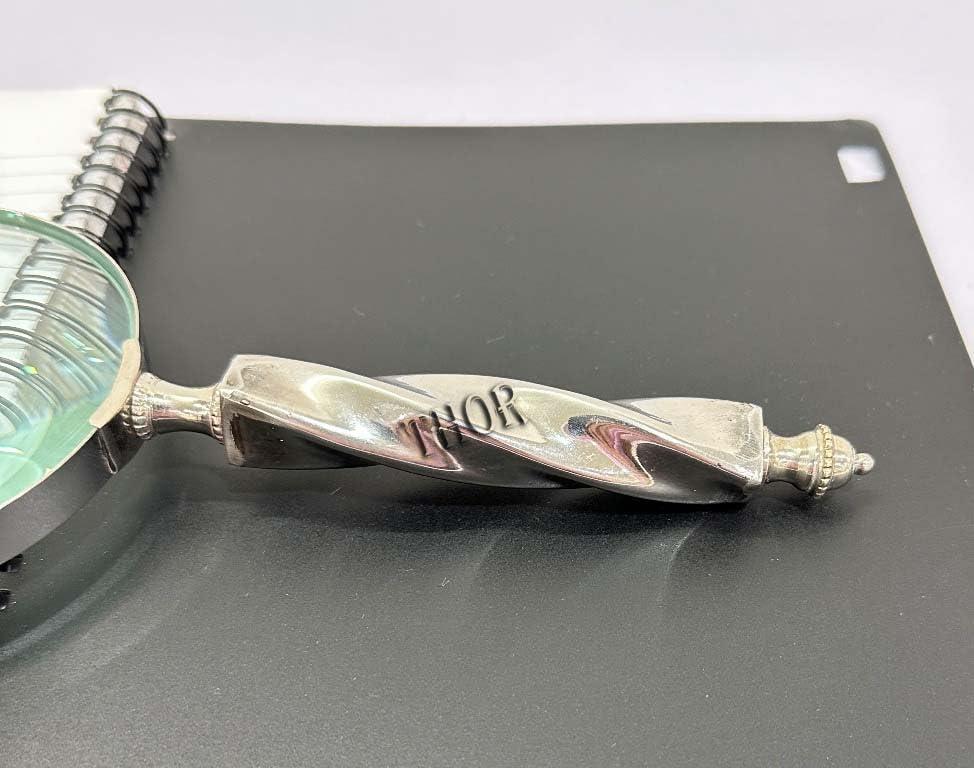 THOR INSTRUMENTS Vintage Inspired Brass Handheld Magnifying Glass/Magnifier with Elegant Wooden Handle for Precise Reading and Inspection 10X Coin & Stamp, Astrologer, Science, Low