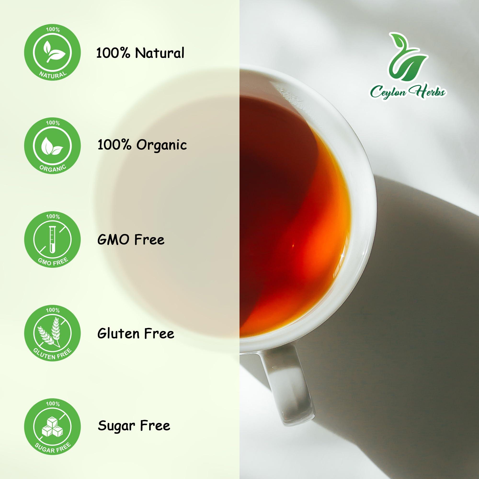 CEYLON HERBS 200 Natural Soursop Leaves - Handpicked, Well-Cleaned, 100% Pure and Fresh for Tea