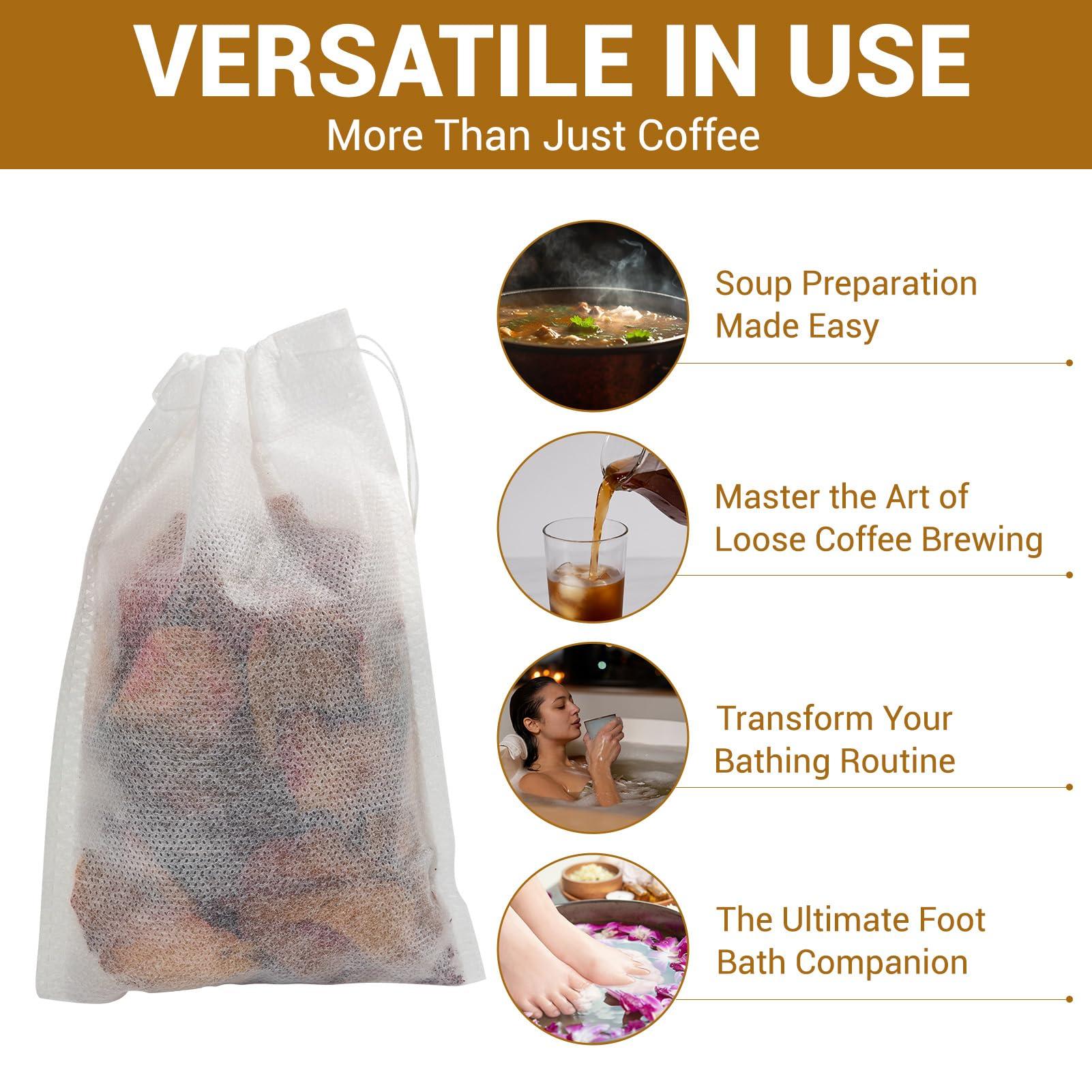 Belle&Beau Premium Cold Brew Coffee Filter Bags, No Mess Cold Brew Bags, Easy-Use Disposable Grinds Coffee Pouches, Versatile Coffee Tea Bags for Smooth Cold Brew with Drawstring, 4 x 6 Inches (100PCS)