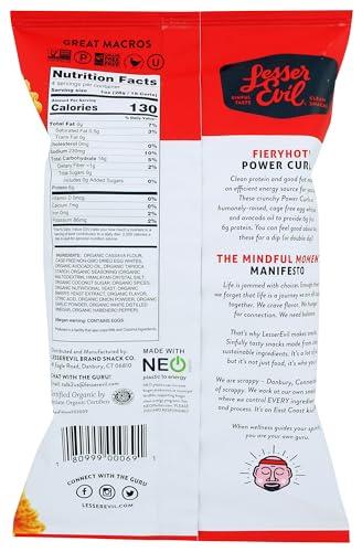 Lesserevil Lesser Evil Fiery Hot Flavored Organic Power Curls, Grain Free, Gluten Free, 4 Ounces (Pack Of 9)