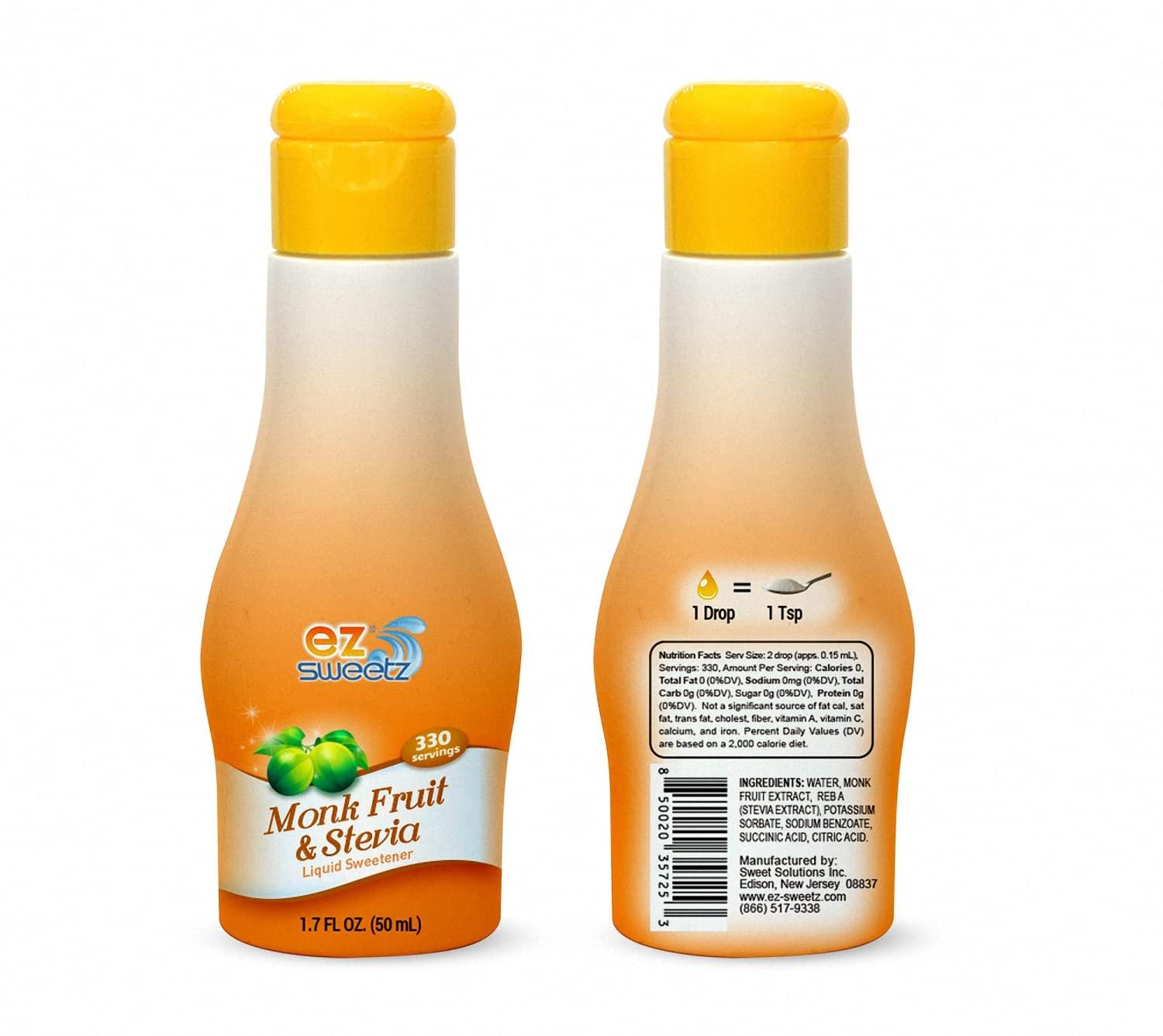 EZ-Sweetz Monk Fruit &Stevia (1.7 FL OZ - Liquid Sweetener 330 Servings/Bottle| 1Pack)