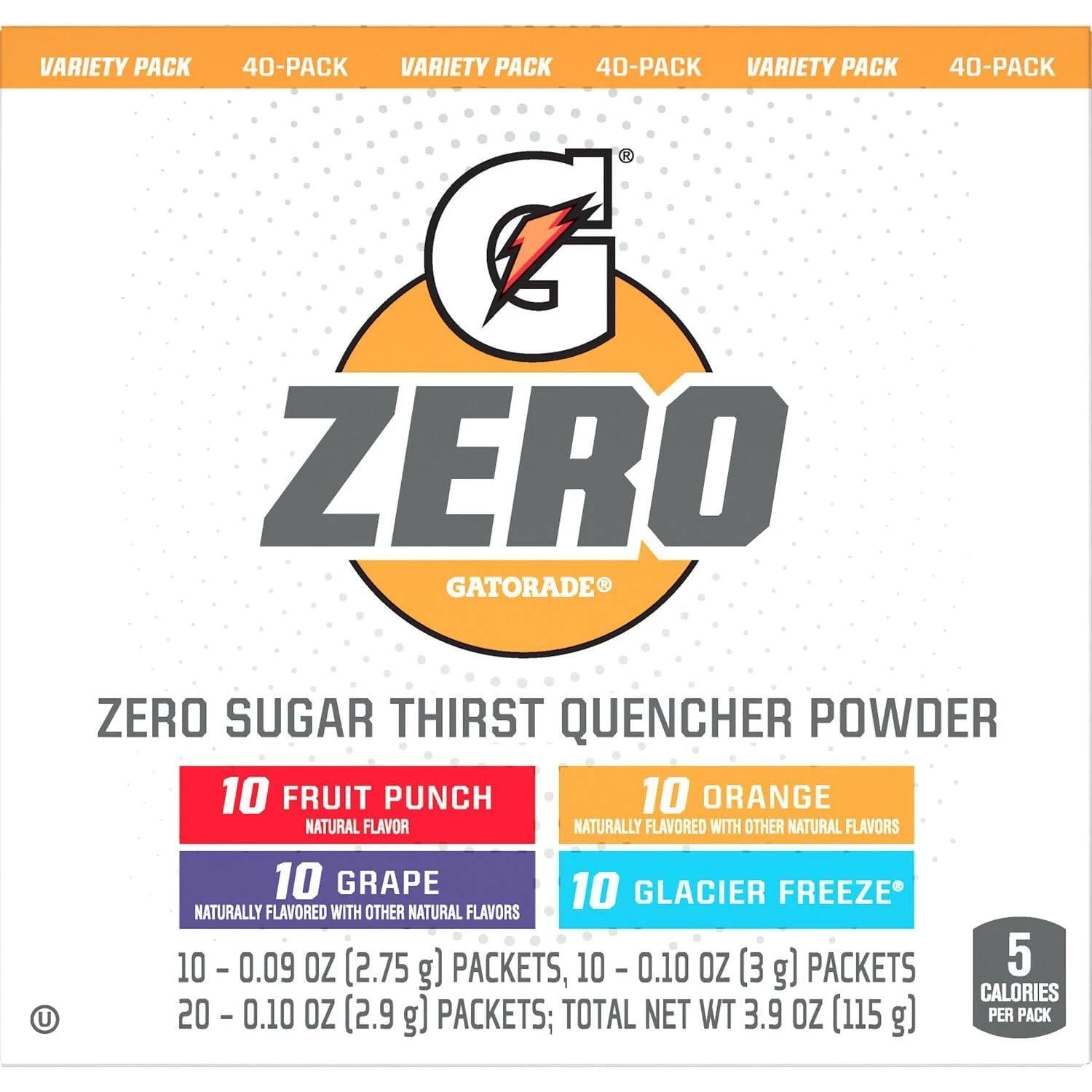Gatorade Gatorade G Zero Powder Variety Pack - 40 count - Sugar-Free Hydration with Essential Electrolytes