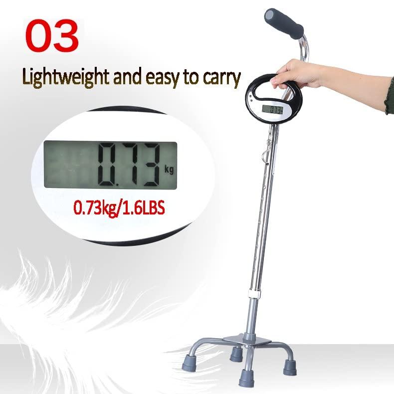 YKNAG Direct Store Quad Cane with 4-Pronged Base for Extra Stability, Walking Sticks for Seniors, Foam Padded Offset Handle, 1 Unit