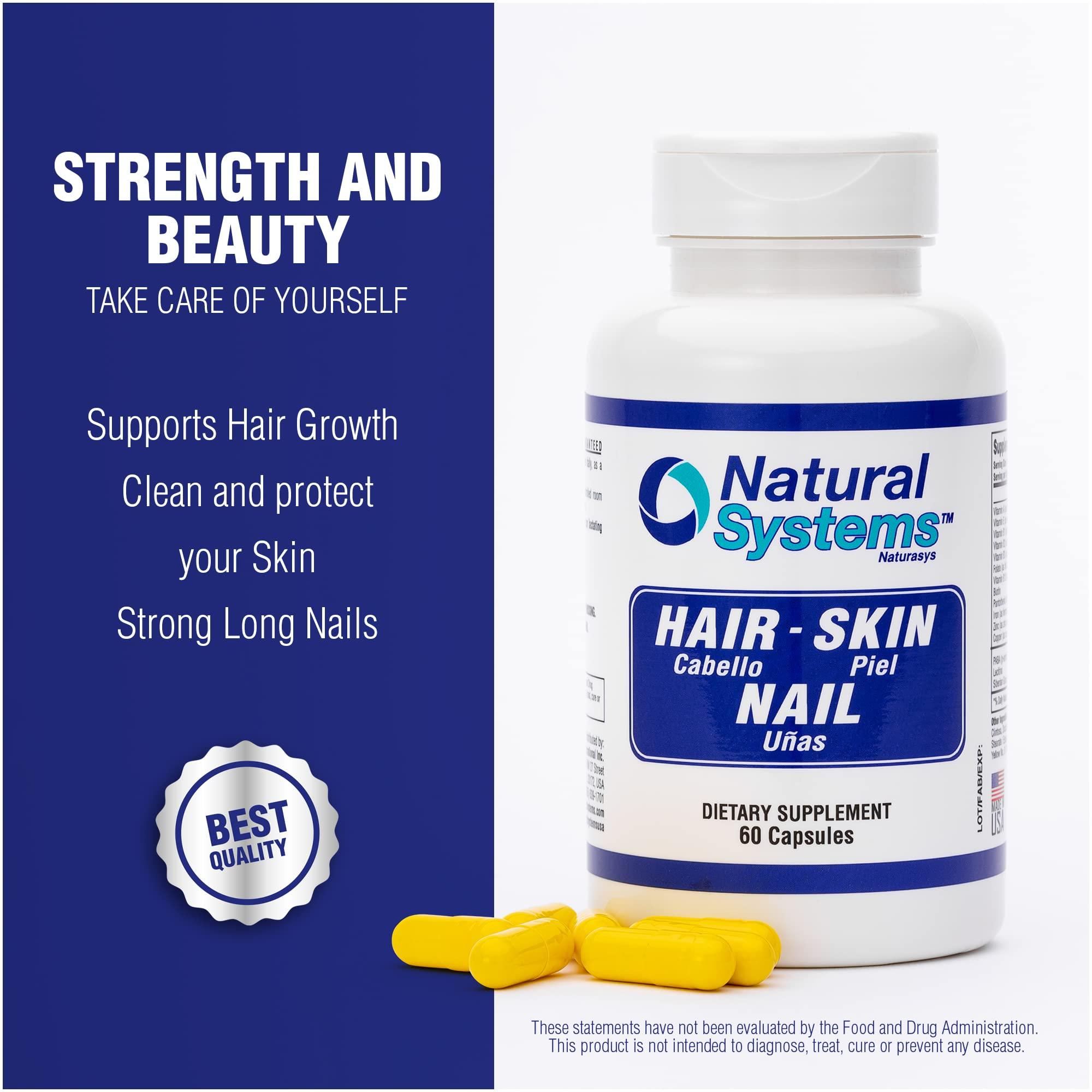 Natural Systems Naturasys Hair Skin and Nails Vitamins Supplement 60 Capsule by Natural Systems - Strong Nails and Hair Growth Vitamins for Women and Men - Natural Biotin Hair Skin and Nails Vitamin - Skin Protection Vitamins