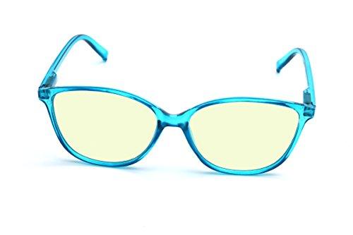 COLOR VIPER ColorViper basic square computer Amber tinted lenses reader Unisex spring temple Reading Glasses many sizes (medium transparent blue/light Amber tinted, 3.00)