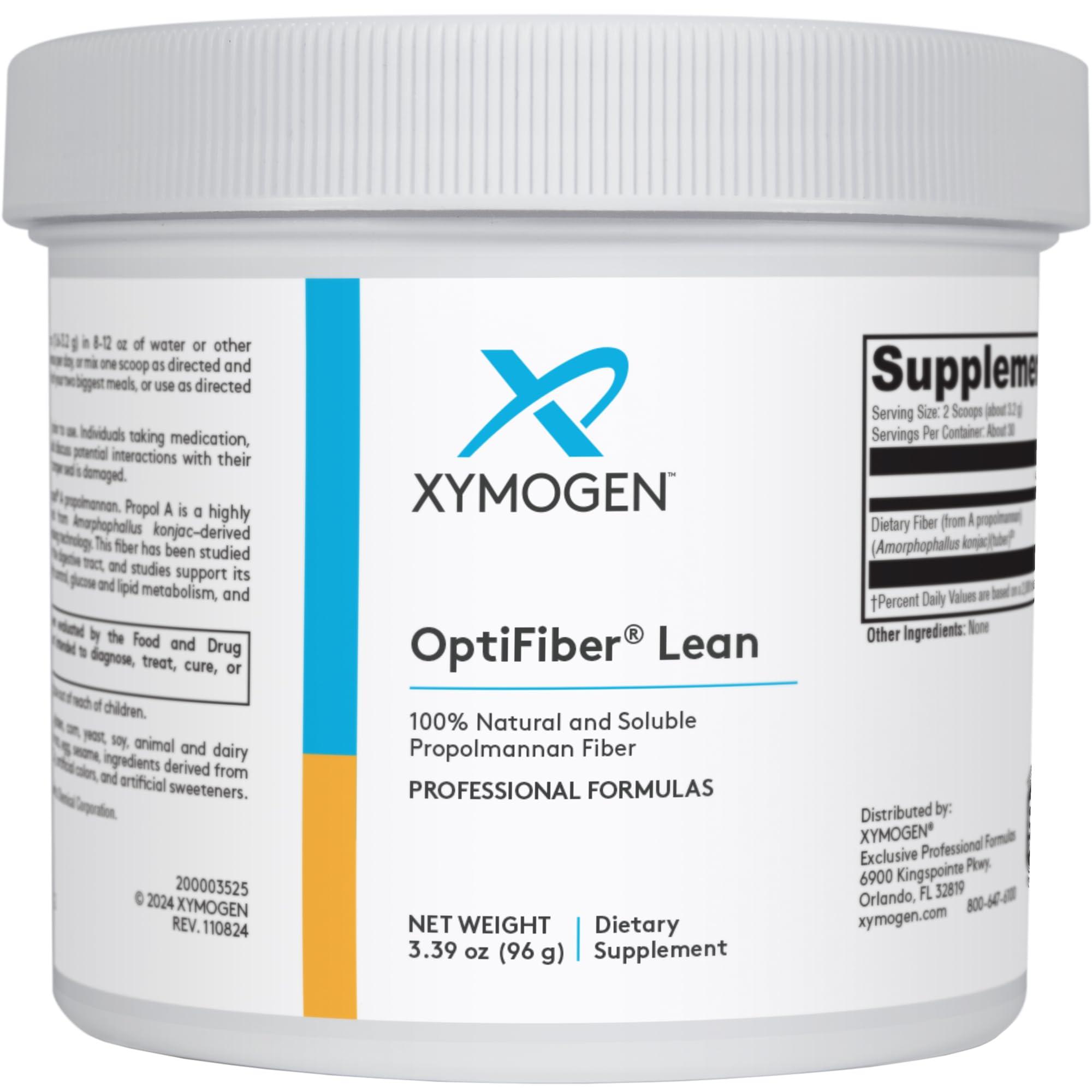 XYMOGEN XYMOGEN OptiFiber Lean - 100% Natural and Soluble Propolmannan Fiber Powder - Supports Satiety, Cholesterol Metabolism, and Healthy Bowel Movements (3.39 oz)