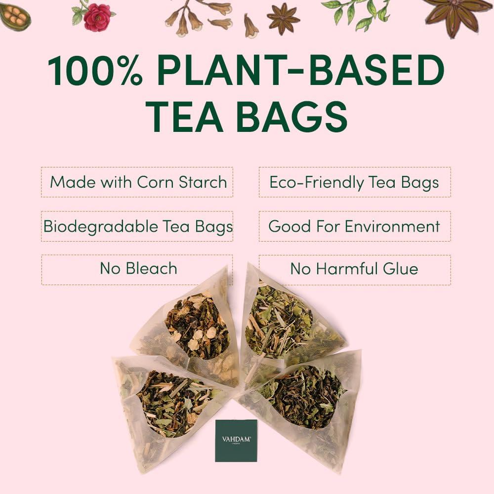 VAHDAM VAHDAM, Assorted Chai Tea Variety Pack (6 Delicious Flavors, 36 Eco Friendly Pyramid Tea Bags) Caffeinated, Gluten Free, Non GMO | Indian Masala Chai Tea Blends | Valentines Day Tea Gift Sets