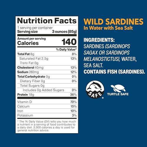 Wild Planet Wild Planet Wild Sardines in Water with Sea Salt, Tinned Fish, Non-GMO, Sustainable 4.4 Ounce (Pack of 12)