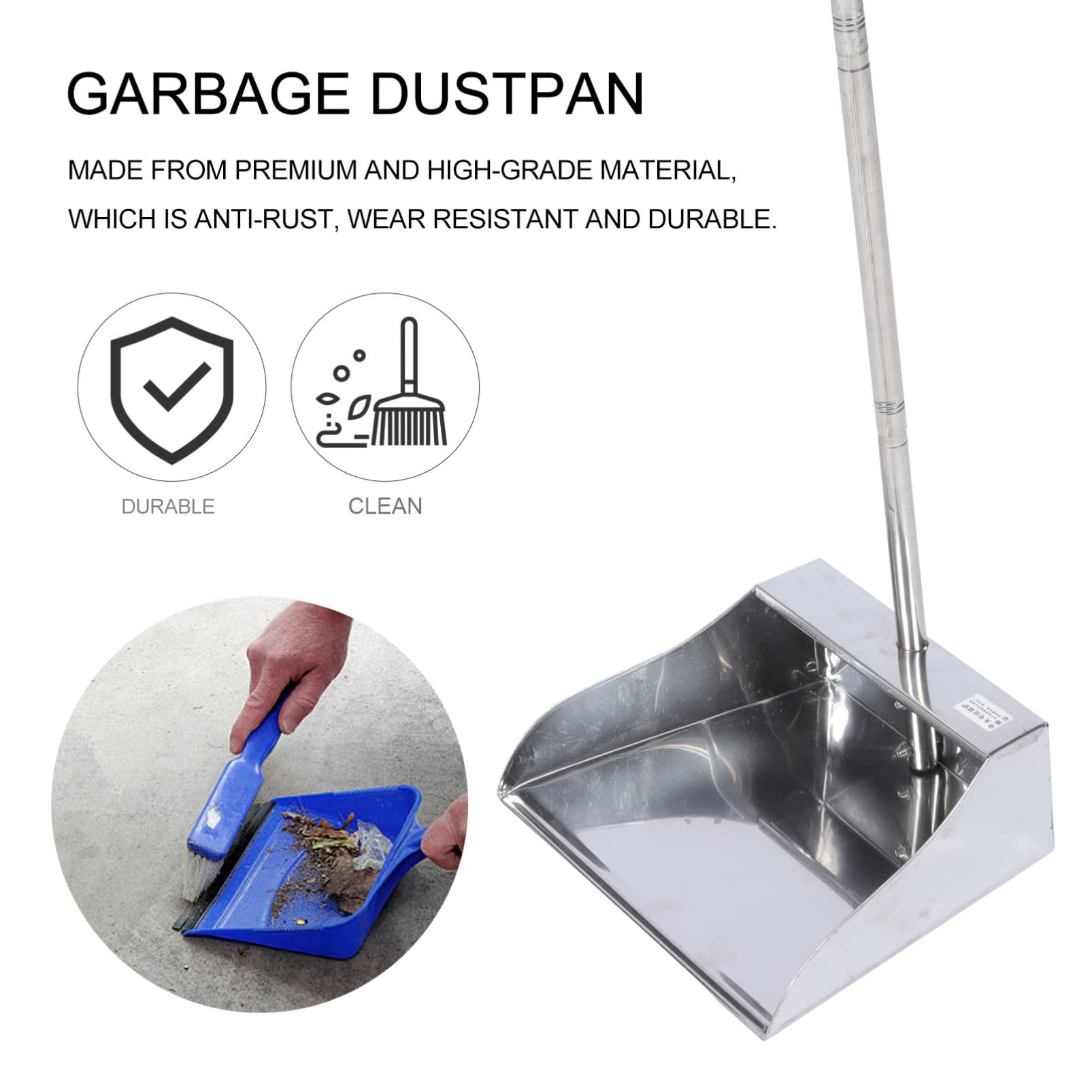 Angoily Angoily Metal Dustpan Stand up Pans Stainless Steel Long Handle Dustpan Kitchen Dustpan for Garage Home and Yard Household Sweeping Parts Accessories