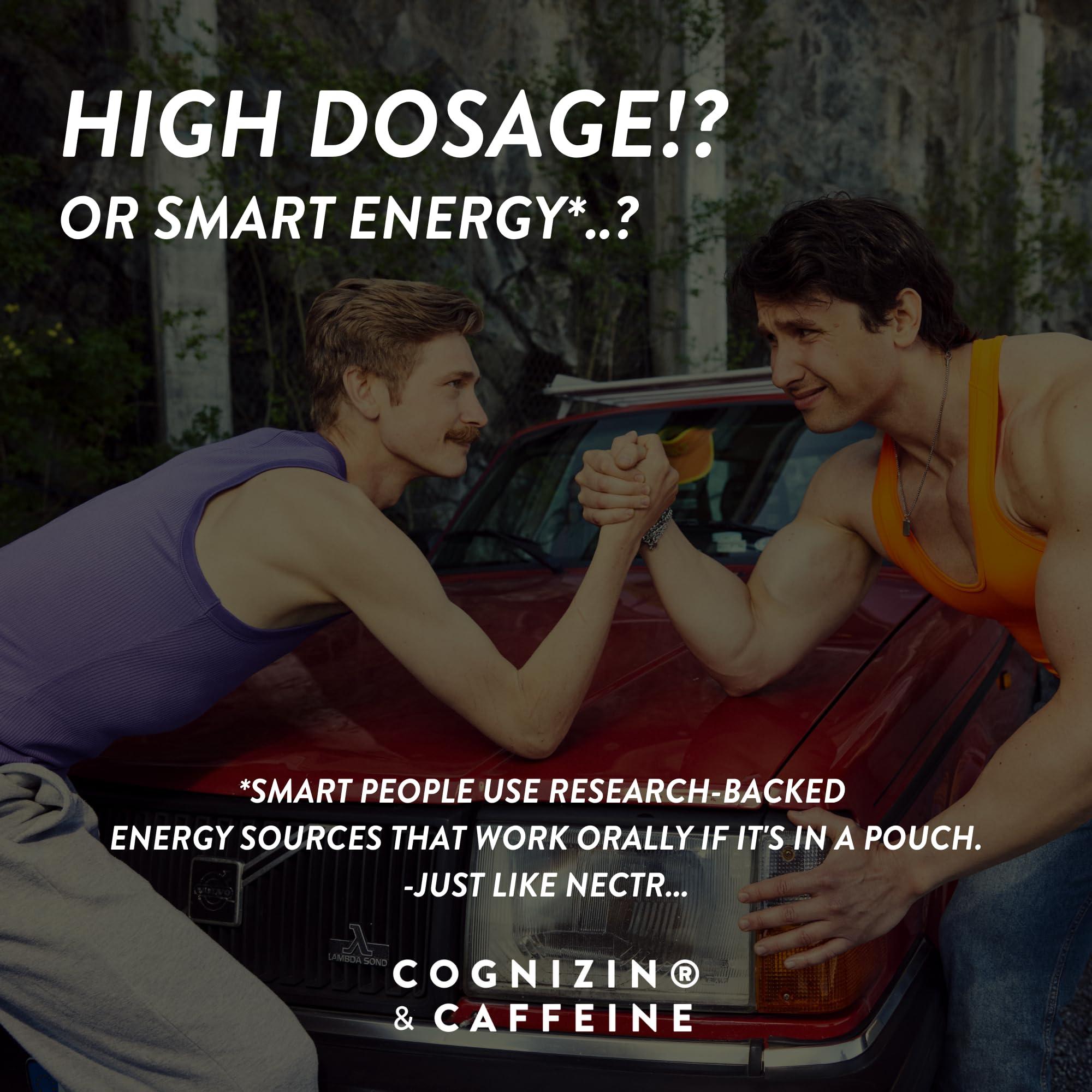 Nectr Nectr Nootropic Energy Pouches, Focus & Energy, Iced Mango, Cognizin 62.5 mg, Caffeine 30 mg, 16 Pouches, Neuro Support, Sugar Free, 5 Pack of Cans