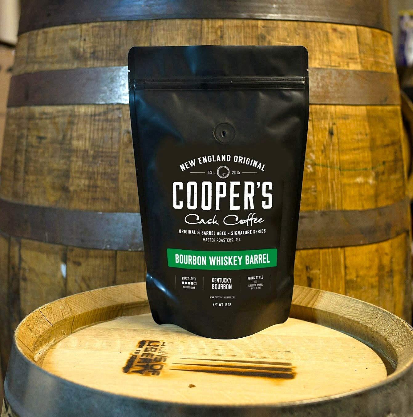 Cooper's Cask Coffee Single-Malt Whiskey Barrel Aged Coffee, Rum Barrel Aged Coffee, and Bourbon Whiskey Barrel Aged Coffee, Whole Coffee Beans, 12oz, Cooper's Cask Coffee