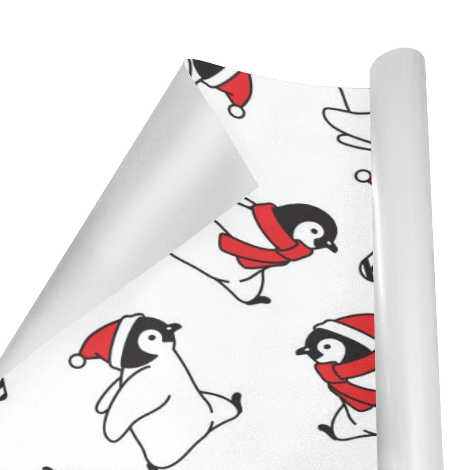 OTVEE OTVEE 4 Rolls Gift Wrap Paper Roll,Penguin Christmas Design Gift Wrap Wrapping Paper for Birthdays, Graduations, Father\'s Day, Baby Showers, Halloween, Christmas, 58x22.8 in Per Roll