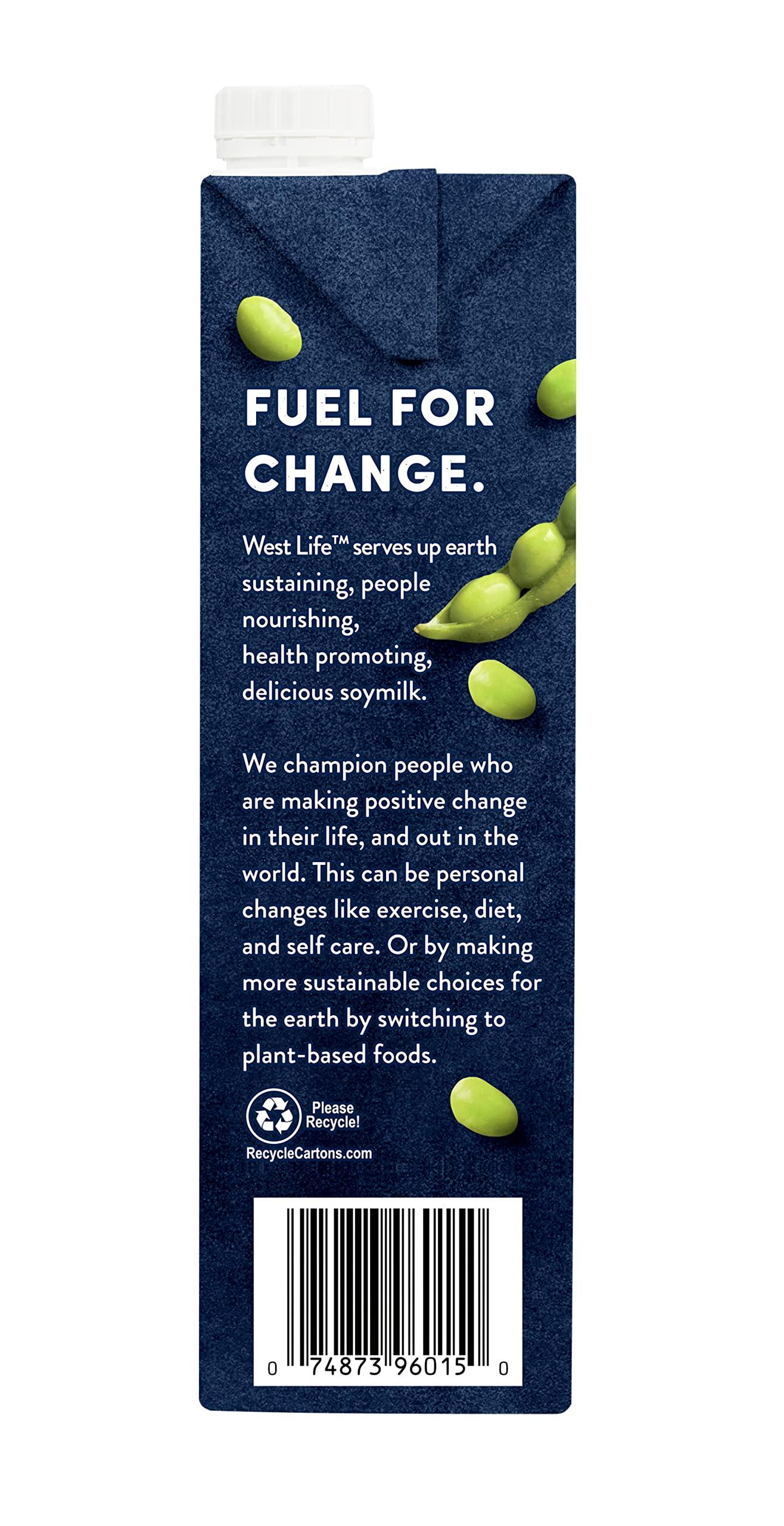 Westsoy West Life Organic Soy Milk, Unsweetened Plain, Low Sugar, 9g of Protein, Vegan Dairy Alternative, Lactose-Free, Shelf Stable, 32oz (Pack of 6)