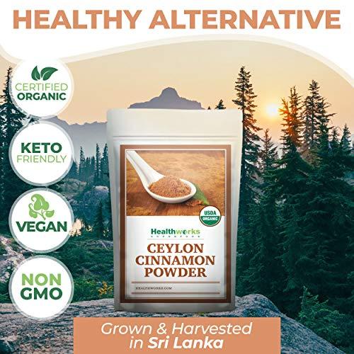 Healthworks Healthworks Ceylon Cinnamon Powder Ground Raw Organic (16 Ounces / 1 Pound) | Keto, Vegan & Non-GMO | Great with Coffee, Tea & Oatmeal | Premium Antioxidant Superfood/Spice (1 Pound)