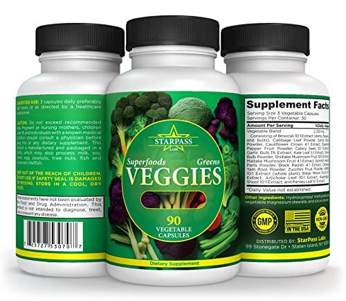 StarPass Labs Vegetarian Balance of Superfoods Reds Fruits and Greens | Vegan Vegetables Fruits and Veggie | Natural Balance of 90 Fruits, 90 Veggies Capsules for Men, Women and Kids | Nature Vitamins and Minerals