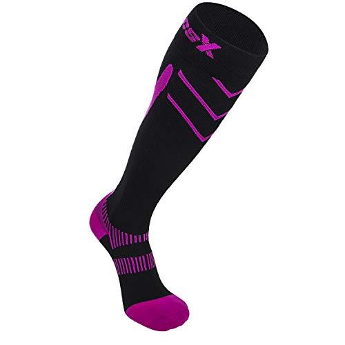 Champion CSX CSX Compression Socks for Men and Women, Knee High, Recovery Support, Athletic Sport Fit, Pink on Black, X-Small (15-20 mmHg)