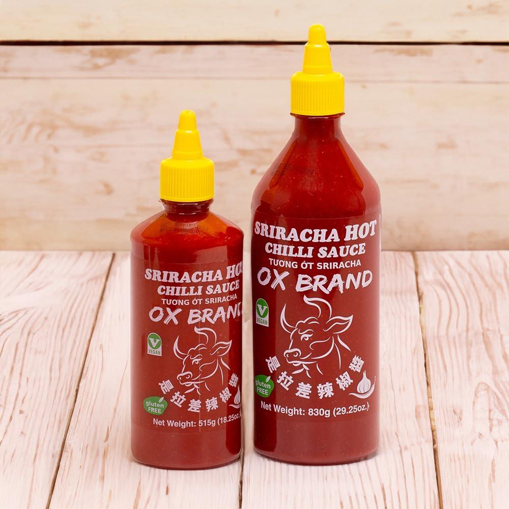 MISHIMA [MISHIMA] OX Brand Sriracha Hot Chili Sauce | Authentic Thai Flavor | Gluten-Free | Vegan | Halal-Certified | Spicy Culinary Delight (18.25oz x 1 Bottle)